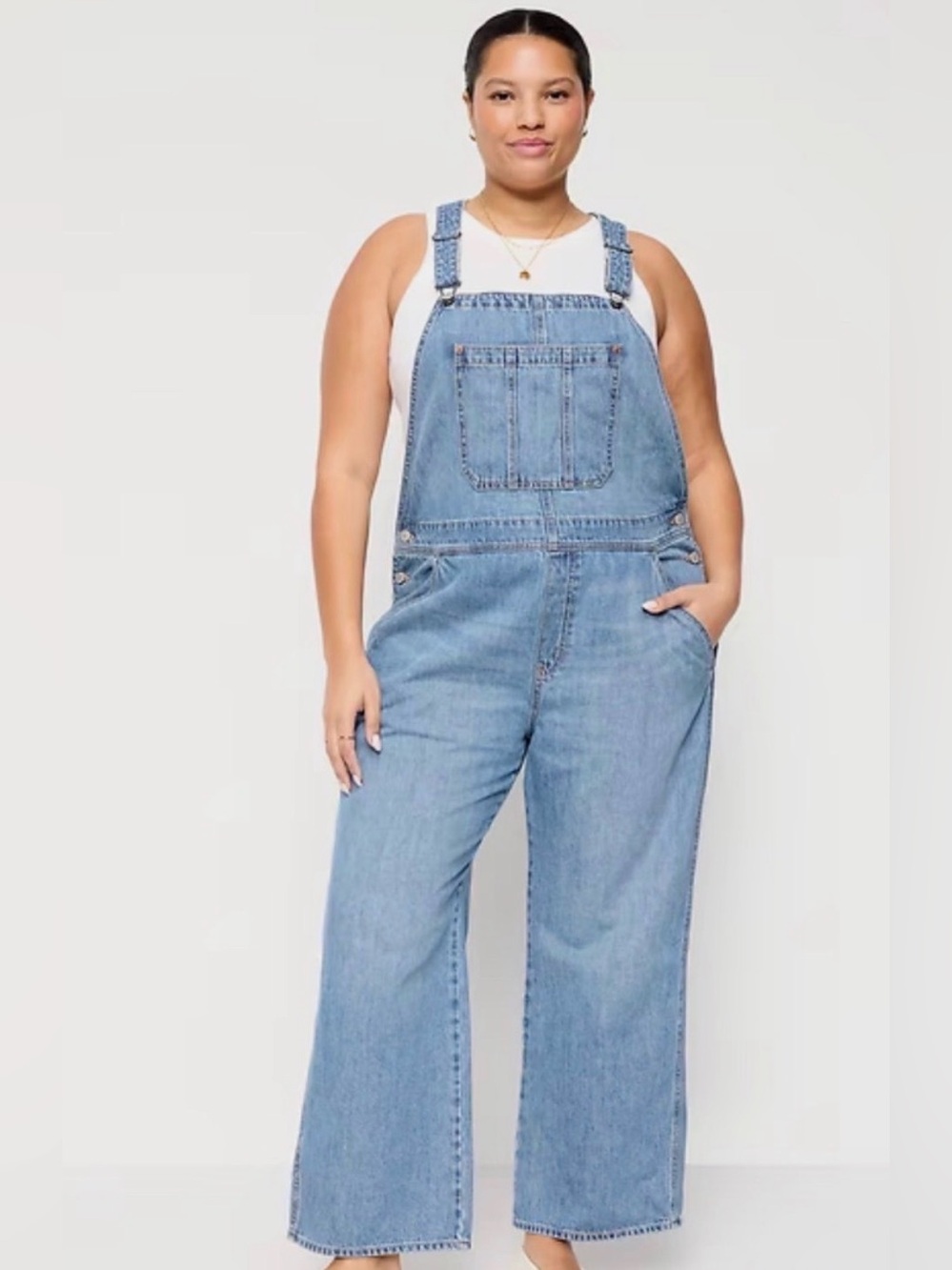 Old Navy Baggy Wide Leg Overalls Womens Sz 22 Medium Wash Y2K NWT